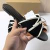 Fashion Fashion Canvas Belt Buckle Designer Slippers Women Comfortable Lightweight Slide Sandals Summer Elegant Peep Toe Flat Sandals