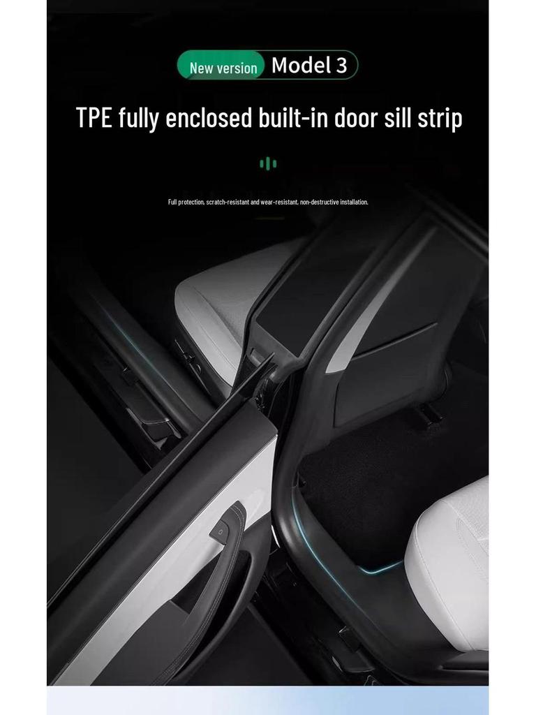 Tesla Model Y/3 Door Sill Strips & Seat Corner Protectors with Front/Rear Anti-Kick Mats