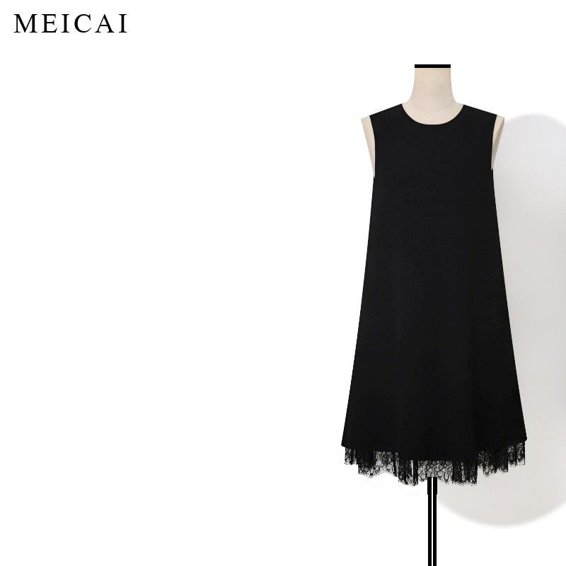 Meicai French Hepburn-Style Black Sleeveless A-Line Dress S (96-105 lbs)
