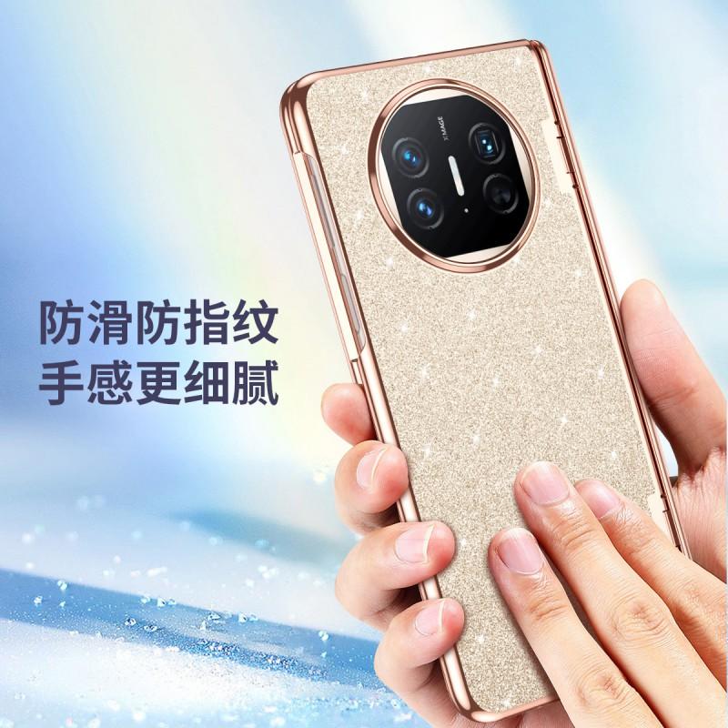 Matex5 Compatible Mate X3 Foldable Phone Case With Kickstand Electroplated PU Leather Shockproof Full Coverage