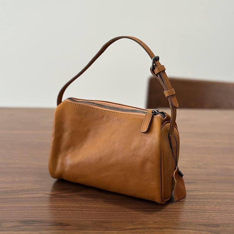 Johnature Genuine Leather Small Square Bag Soft Cowhide Women's Handbag Solid Color Casual Versatile Shoulder Bag