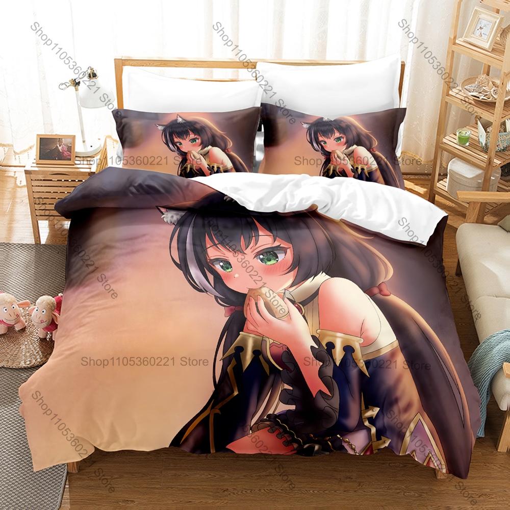 Cool Kyaru Princess Connect Re:Dive Bedding Set Duvet Cover + 2 Pillowcases Cat Ears Thief Cute Anime Girl Bedroom Decor