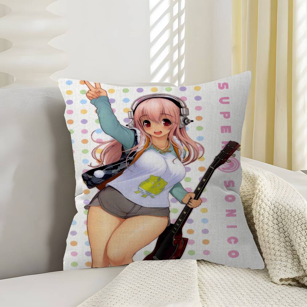 Poszewka na poduszkę Anime Super Sonico Poszewka na poduszkę do samochodu na sofę samochód Prezent świąteczny 40x40cm 45x45cm