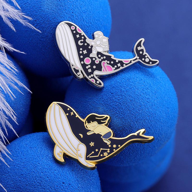 Adorable Whale Enamel Pin Beautiful Accessories For Unique Fashion With Ocean Galaxy Design