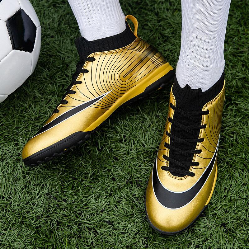 Golden football shoes Men's broken nails Middle school children Primary and secondary school students Adult game Spike sports shoes