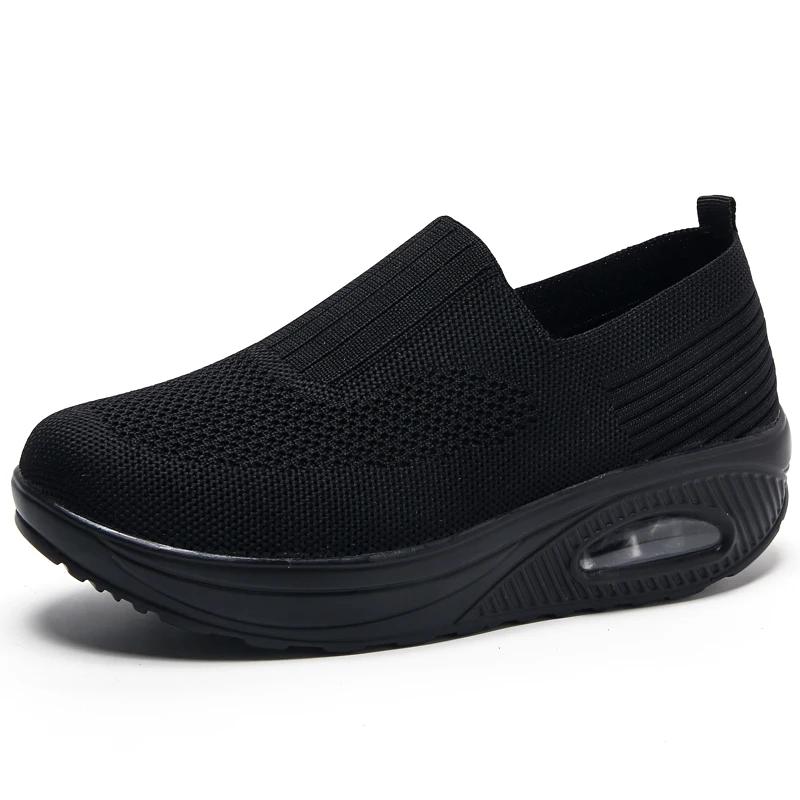 fashion Summer Women Fashion Vulcanized Sneakers Platform Solid Color Flat Ladies Shoes Casual Breathable Wedges Ladies Walking Sneakers