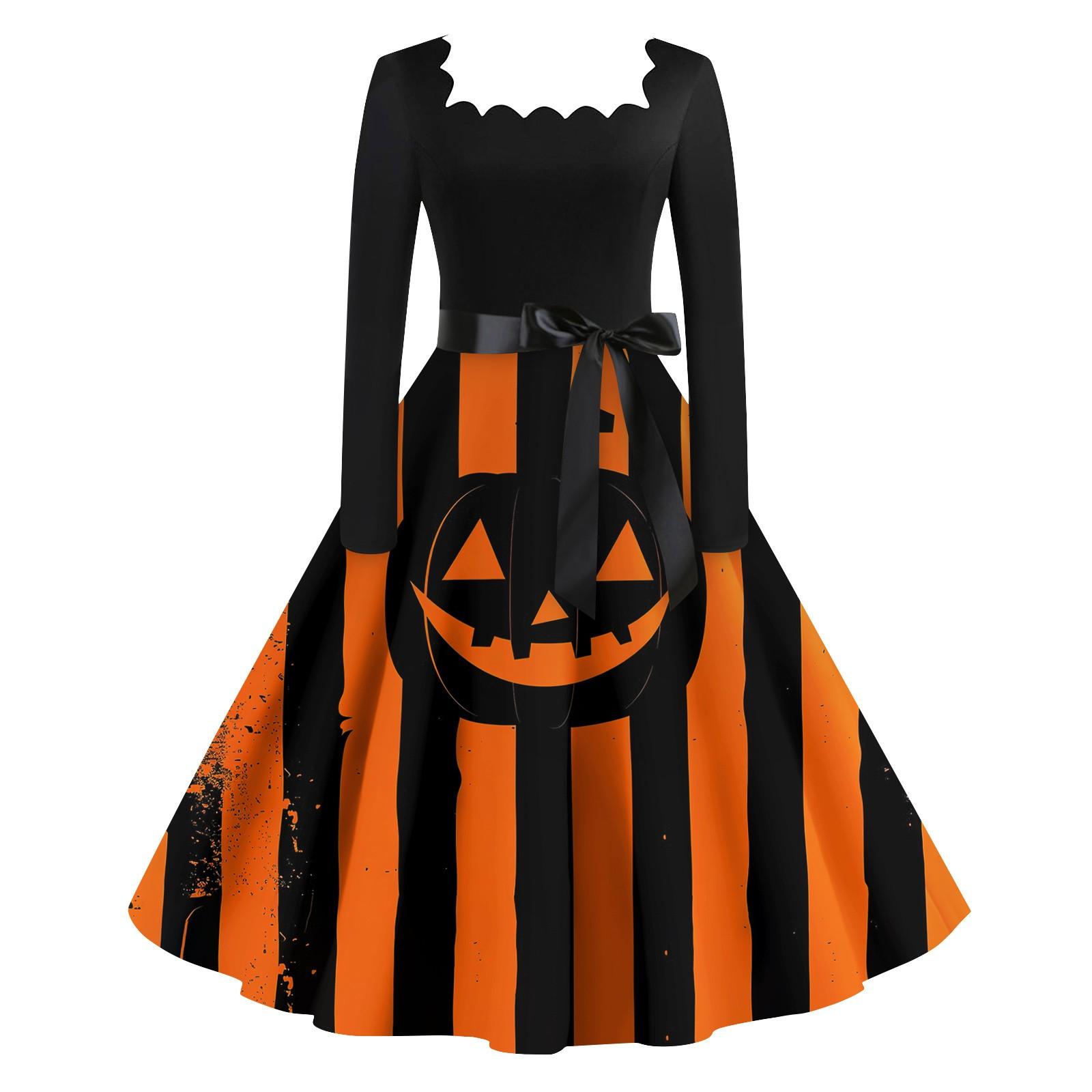 Женское повседневное модное платье в стиле ретро с квадратным вырезом и длинными рукавами — фото 5