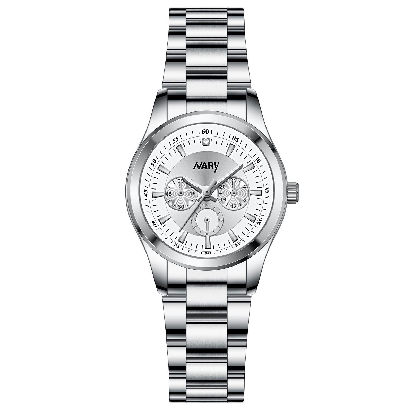 

NARY Женские светящиеся водонепроницаемые кварцевые часы 6135, простой дизайн с тремя стрелками