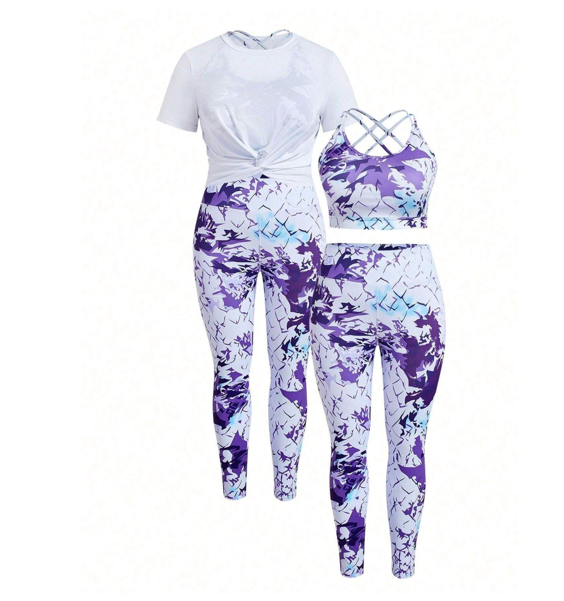 

Летний женский комплект для йоги: Костюм для фитнеса: жилет и топ Extra Large