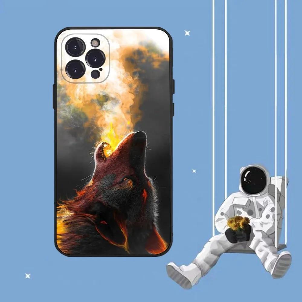 Apple Iphone16 Mobile Phone Case Wolf Mobile Phone Case Hair Painted Anti-Drop Huawei Anti-Drop Mobile Phone Case