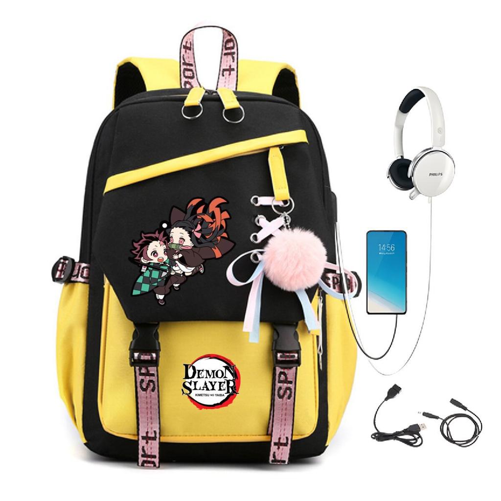Peripheral Spine Backpack Strap Usb Multifunctional Student Schoolbag Animation Cartoon Children'S Backpack