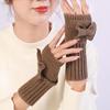 New Autumn and Winter Women's Bow Cute Fashion Gloves Knitted Warm Half Finger Fingerless Gloves