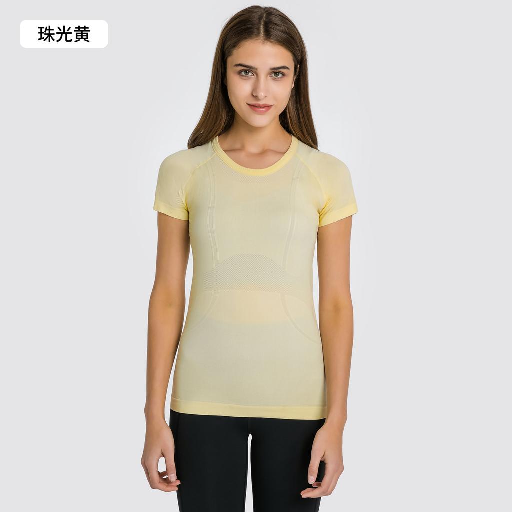 Spring and Summer New Women's Short-sleeved Crew Neck Sports T-shirt Running Fitness Top Slim-fitting Breathable Yoga Short-sleeved S1011