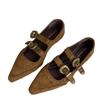 Retro Rivet Pointed Mary Jane Shoes Women's 2025 Autumn Belt Buckle Shallow Mouth Temperament Inner Height Increase One Word Belt Single Shoes