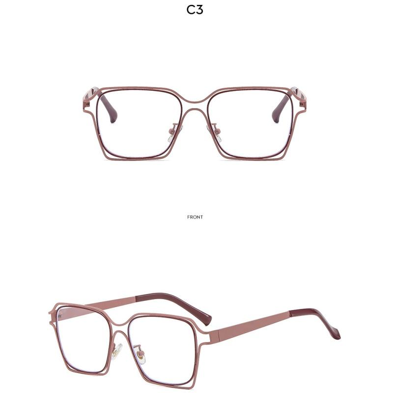 Women's eyeglasses - unisex fashion square hollow metal glasses