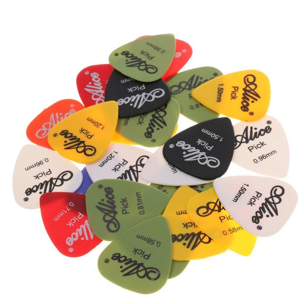 Yammy Plastic Bass Guitar 24 Various with Storage Box Picks, Pieces, Thicknesses, Colorful,
