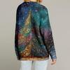 Women's Fashion Long Sleeve Christmas Print V-Neck Button Loose Cardigan Top