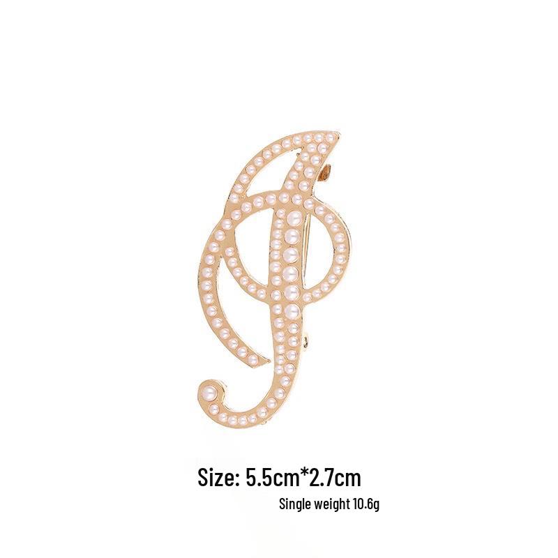 Elegantní brož s perlovým písmenem (26 písmen): Všestranný módní doplněk