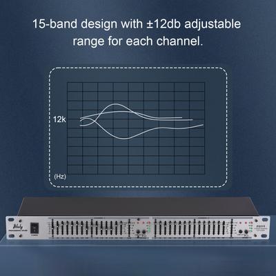 Btuty EQ-215 Dual Channel 15-Band Equalizer 1U Rack Mount 2-channel Stereo Graphic Equalizer