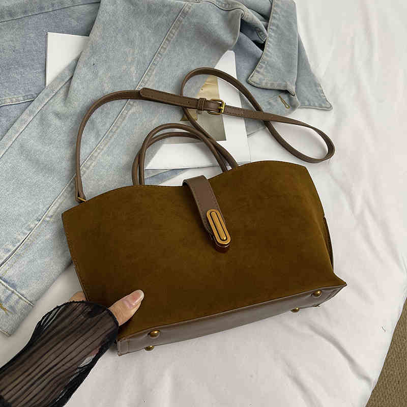 

Сумки из нубуковой кожи, женские сумки в стиле ретро, большой емкости на одно плечо, зимние роскошные дизайнерские сумки через плечо, сумка-тоут для поездок на работу