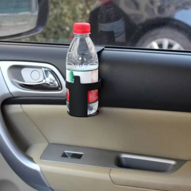Portabicchieri Auto Universale 2 Pezzi - Adesivi, Regolabili, Con Sottobicchieri, Per Lattine E Bottiglie, Materiale ABS Nero