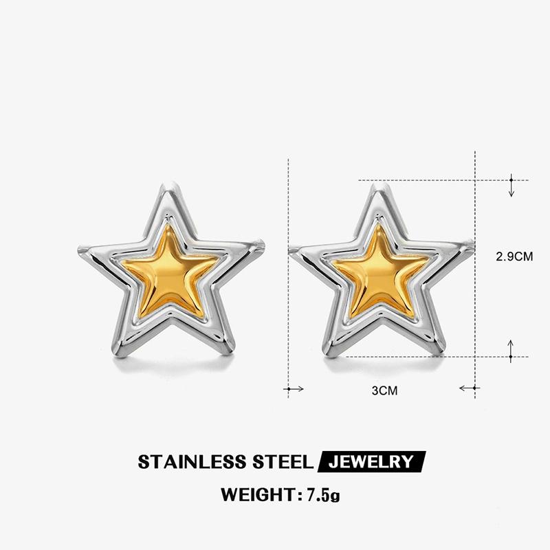 Stainless Steel Delicate Star Shaped Stud Earrings for Women Geometric Metal Smooth Earrings High Quality Waterproof Jewelry