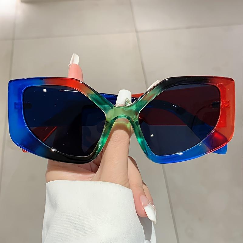 

Women S Trendy Polygonal Fashion Sunglasses With Black Plastic Frames & Graduated Lenses - Stylish Uv400 Protection Sunglasses
