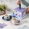 SHUNJU Iris Keramiktasse und Untertasse Set