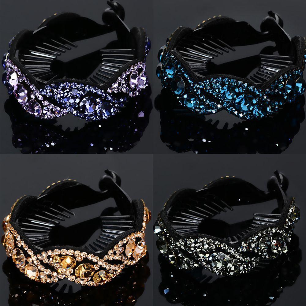 Barrettes Rhinestone Women Hair Claws Hairpin Leaves Shape Headwear