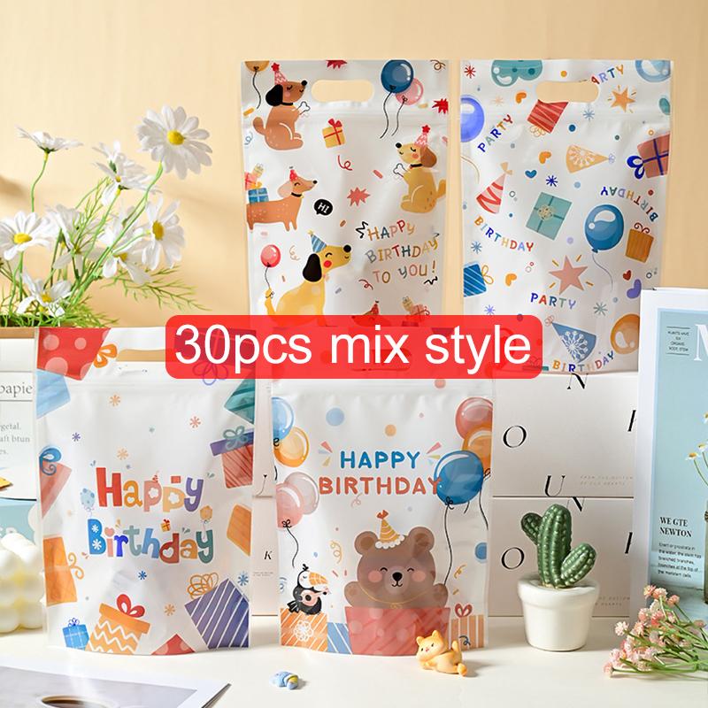 10/20/30/50pcs Stand-up Pouch Birthday Style Cute Cartoon Pattern Gift Storage Bag  Snowflake Crisp Cookies Nougat Bags TMZ