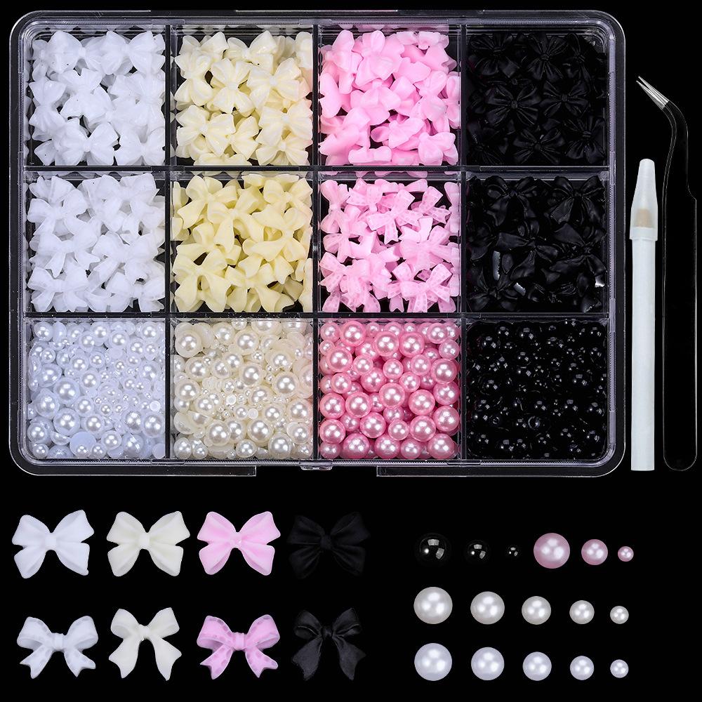 

Набор из 12 сеток, микс украшений для нейл-арта в виде бантов, украшения из смолы своими руками, микс украшений для нейл-арта с цветным жемчугом.