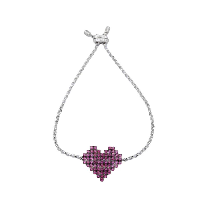 APM Monaco Heart-shaped design, elegant and refined, high-end 925 silver bracelet, same style for men and women, couple style, silver/red AB3743OXR