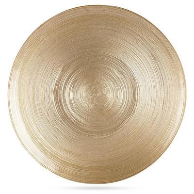 Flache Glas-Speiseteller, Gold, 28 cm
