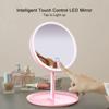 Rechargeable Round Makeup Mirror with L-ED Light Screen Switch Detachable Base Desk Makeup Mirror
