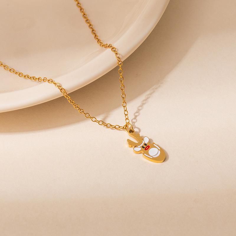 Christmas Cartoon Santa Claus & Reindeer Necklace - Light Luxury Clavicle Chain Pendant