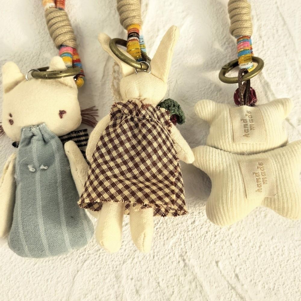 Puppy Handmade Animal Pendant Kitty Korean Style Keychain Creative Cat Dog Keyring  Bag Hanging