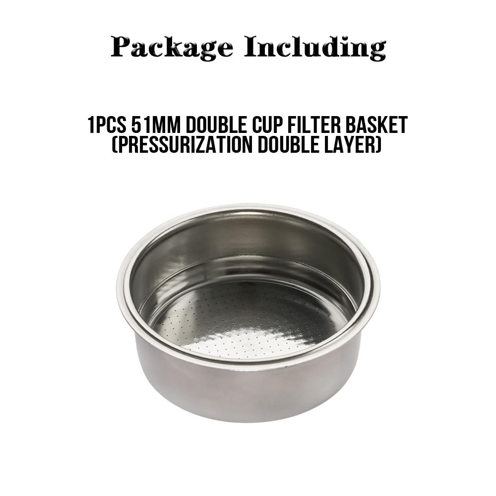 

51 мм двухслойный герметичный кофейный фильтр-корзина из нержавеющей стали для многоразового использования кофейный фильтр-чашка под давлением пористый для портафильтра