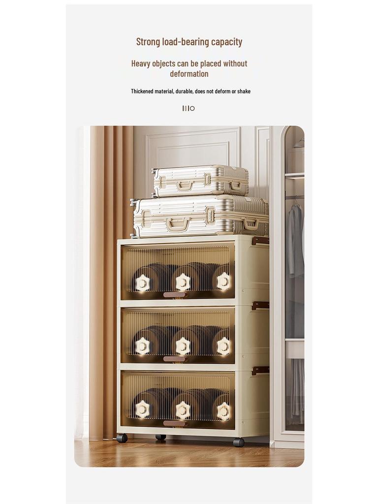 Stackable Flip-Top Clothes Cabinet with Wheels - Large Folding Storage Box with No Assembly Required