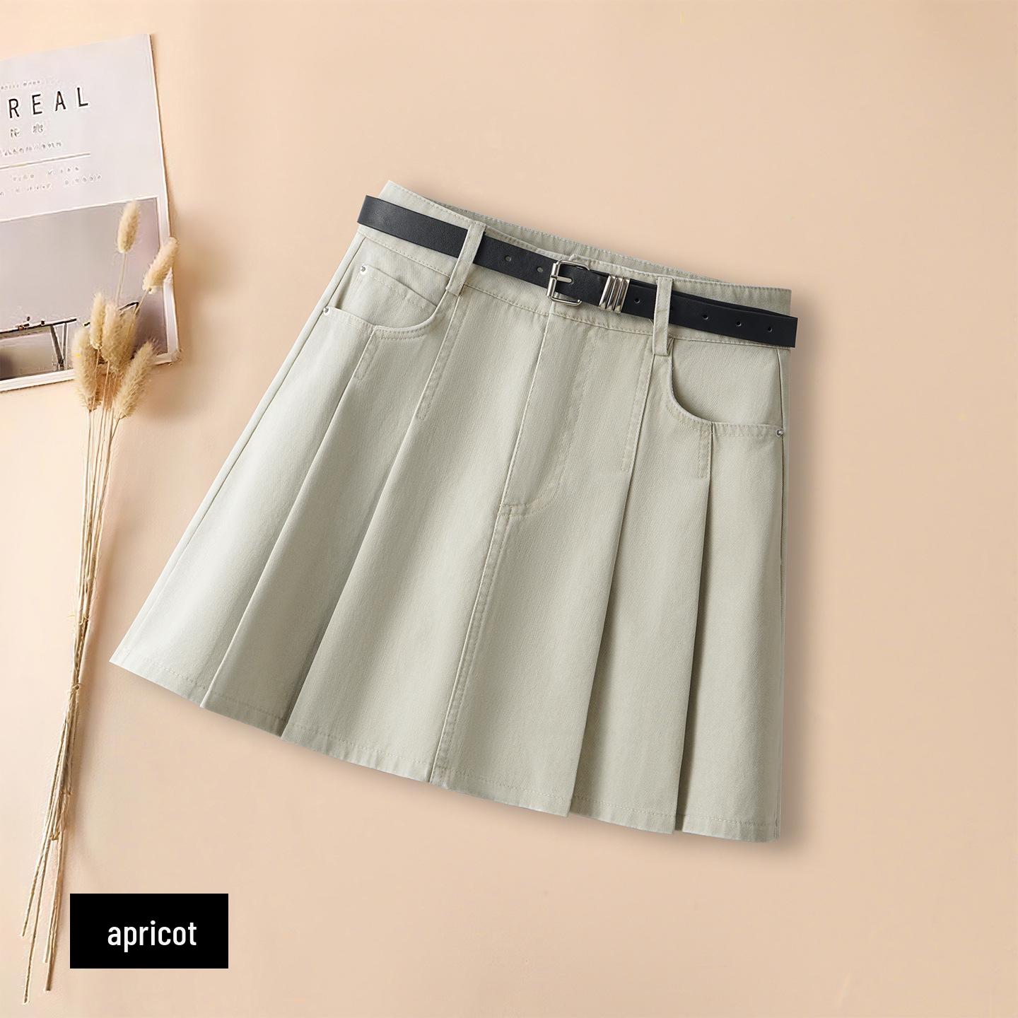 

2026 New High-Waist American Retro Gray A-line Skirt for Women – Slimming Draped Umbrella Design for Spring/Summer XL/29 for 116-125 lbs
