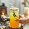 Glass cup with lid and straw High borosilicate heat-resistant glass milk tea coffee Coke cup Beer Can Restaurant Travel Bottles