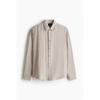 H M Regular Fit Crinkle sHirt Grey