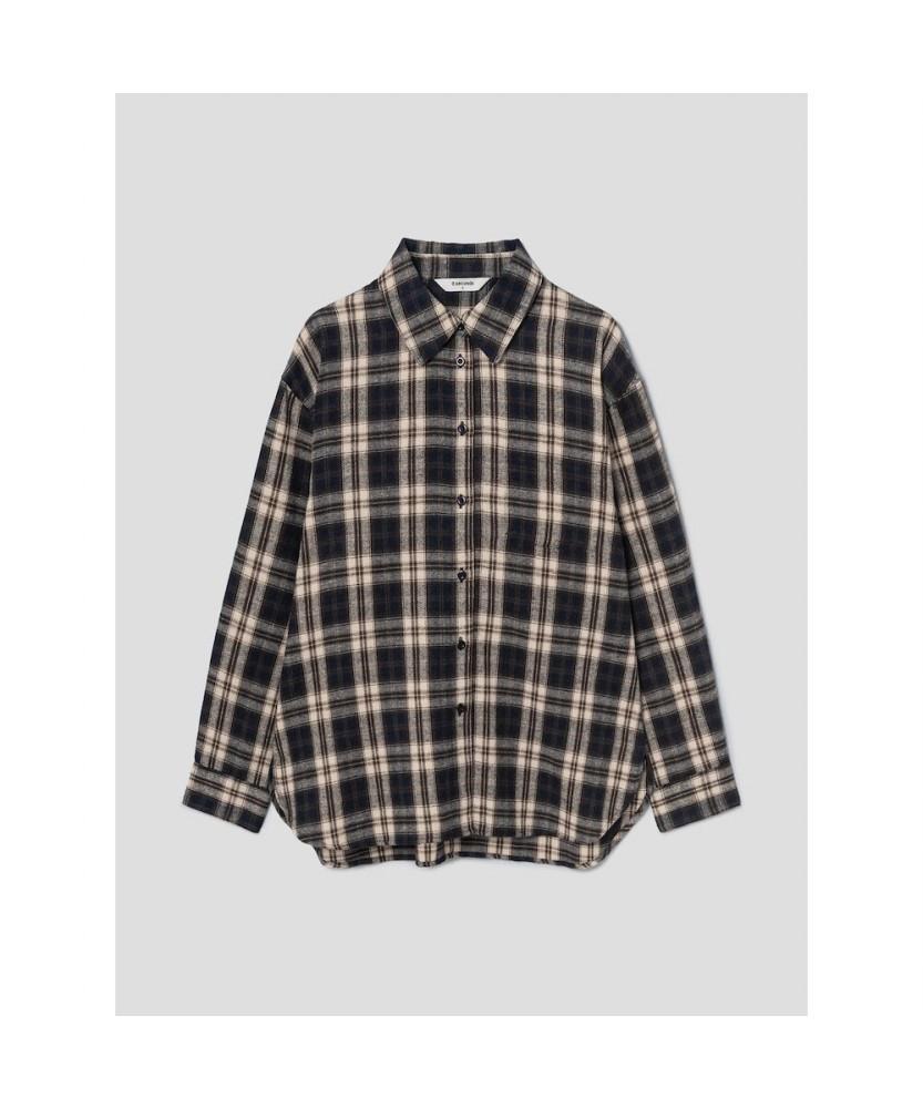 8SECONDS Navy Check Oversized Shirt Navy