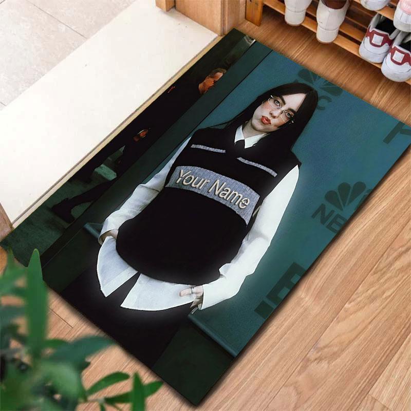 Billie Eilish Benutzerdefinierter Namens-Teppich für Wohnzimmer, Schlafzimmer, Zuhause, Sofadekoration, Rutschfeste Bodenmatte für Kinder