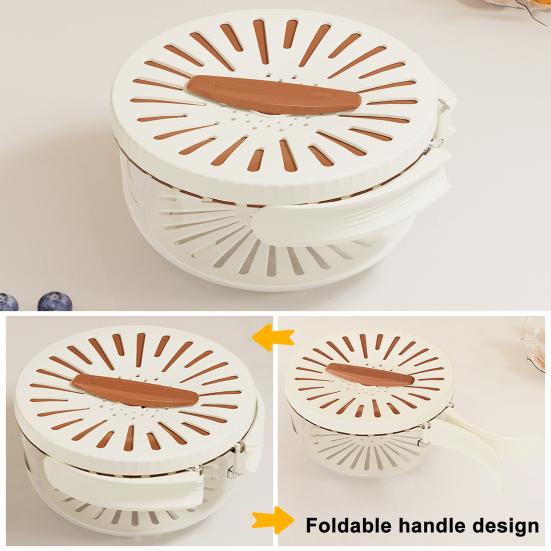 Drain Basket Multifunctional Fruit And Vegetable Strainer with Handle Covered Storage Container for Kitchen