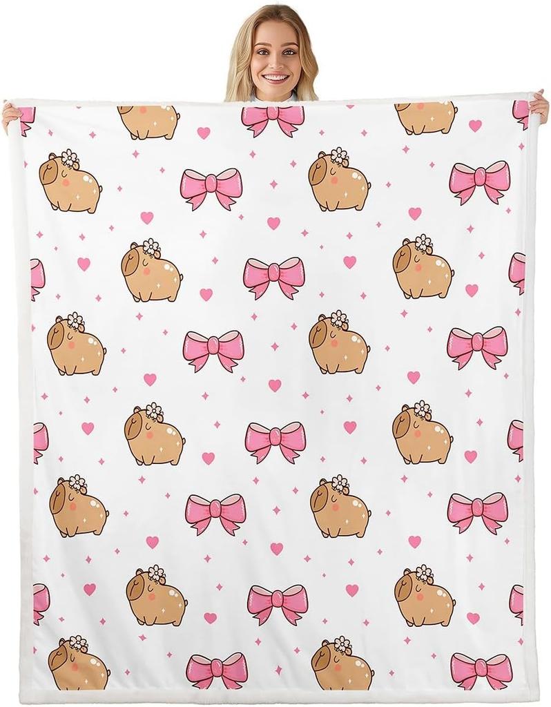 GUOYU Blanket Capybara Throw Blanket Queen Size Cute Animal Flannel Blanket Lovely Pet Capybara Bedroom Decor for Kids Boys Girls Children