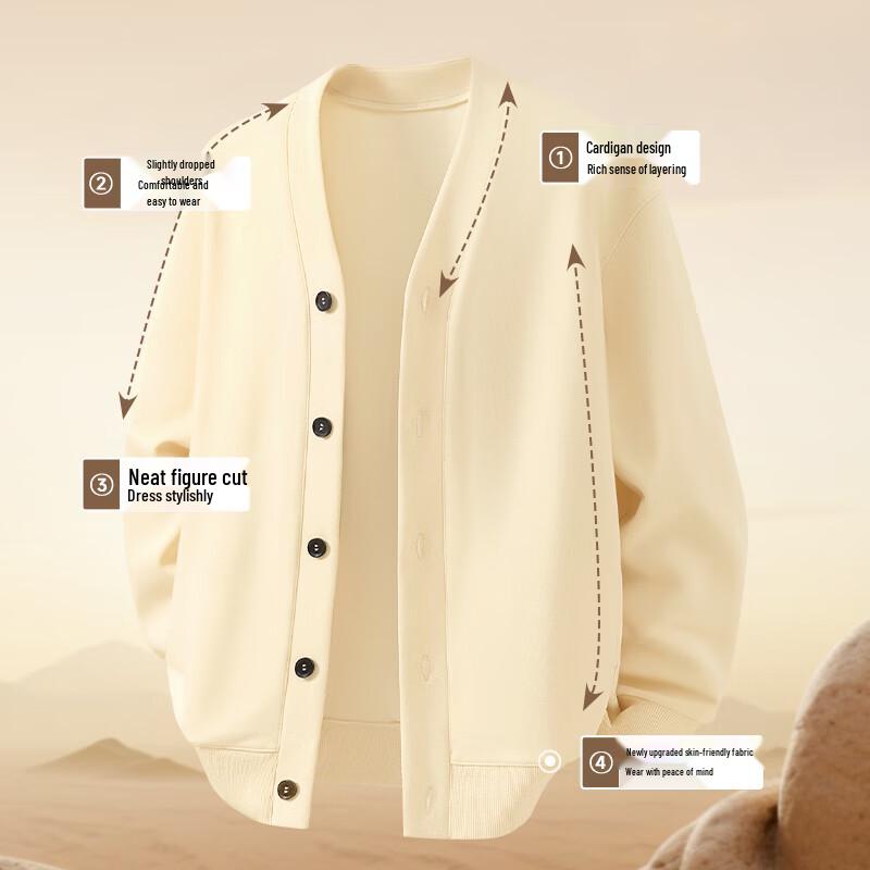 VANCL Men's Loose Fit V-Neck Cardigan Sweatshirt