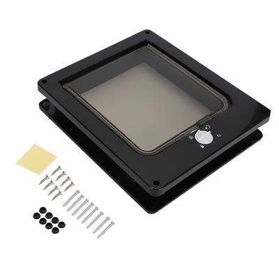 Pet Door with Four Way Locking Positions Flap Door for Cat Dog Pet Security Gate DoorL Black