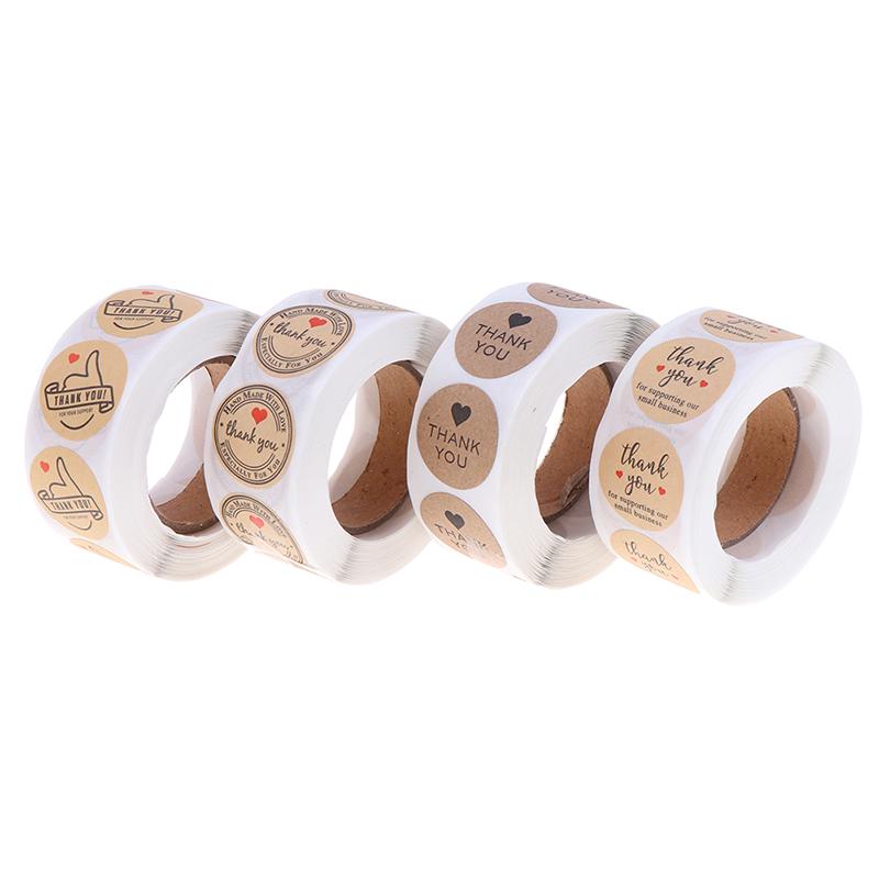 500 Etiketten/Rolle Rundes Naturkraftpapier Danke Aufkleber Siegel Etiketten Aufkleber