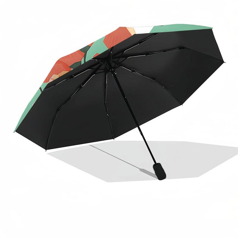 1pc Corgi, Flowers Automatic Folding Umbrella - Portable Collapsible Design, 8-Rib Iron Frame, Casual Outdoor Accessory Yy251215211
