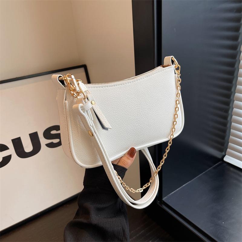 New Lychee Pattern Chain, Armpit Bag, Retro Small Square Bag for Women, One Shoulder Oblique Span Bag for Women